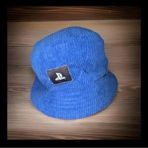 Sony Royal Blue Corduroy Bucket Hat with Black Logo Patch